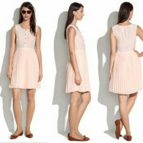 Madewell Dresses & Skirts - Madewell Silk Pleated Shirt Dress Millennial Pink